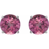 14K White 2.5 mm Natural Pink Tourmaline Stud Earrings