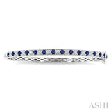 2.6 MM Round Shape Sapphire and 1 Ctw Round Cut Diamond Precious Bangle in 14K White Gold