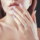 1 Ctw Cushion Shape Past, Present & Future Diamond Engagement Ring With 3/8 Ct Round Cut Center Stone in 14K White Gold