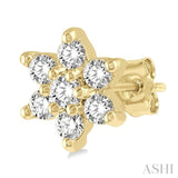 1/6 Ctw Floral Round Cut Diamond Petite Fashion Earrings in 10K Yellow Gold