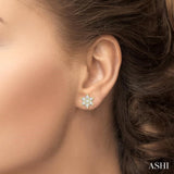 1/6 Ctw Floral Round Cut Diamond Petite Fashion Earrings in 10K Yellow Gold