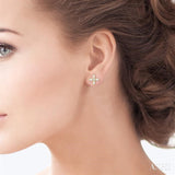 1/10 Ctw Greek Cross Baguette and Round Cut Diamond Petite Earrings in 10K Yellow Gold