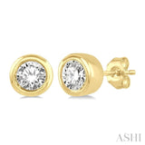 1/10 Ctw Bezel Round Cut Diamond Petite Stud Earrings in 10K Yellow Gold