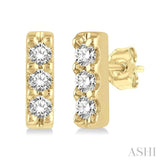 1/20 Ctw Vertical Bar Round Cut Diamond Petite Earrings in 10K Yellow Gold