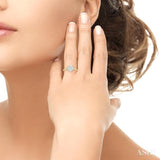 5/8 Ctw Oval Shape Lovebright Round Cut Diamond Engagement Ring in 14K Yellow and White Gold