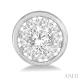 1/2 Ctw Lovebright Round Cut Diamond Bezel Stud Earring in 14K White Gold