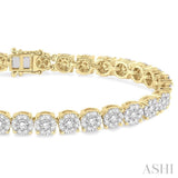 5 Ctw Round Cut Diamond Lovebright Tennis Bracelet in 14K Yellow and White Gold