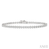 2.00 ctw Tri-Prong Round Cut Diamond Tennis Bracelet in 14K White Gold