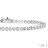 2.00 ctw Tri-Prong Round Cut Diamond Tennis Bracelet in 14K White Gold