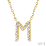 1/20 ctw Initial 'M' Round Cut Diamond Pendant With Chain in 14K Yellow Gold