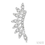 1/3 Ctw Arched Marquise Projection Round Cut Diamond Petite Fashion Earring in 14K White Gold