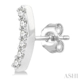 1/10 Ctw Arc Round Cut Diamond Petite Fashion Stud Earrings in 10K White Gold