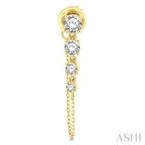 1 Ctw Journey Round Cut Diamond Fashion Long Chain Earrings in 14K Yellow Gold