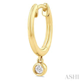 1/10 Ctw Petite Bezel Drop Round Cut Diamond Fashion Huggies in 10K Yellow Gold