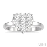 3/4 Ctw Round Cut Diamond Heart Shape Lovebright Ring in 14K White Gold