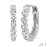1/10 Ctw Round Cut Diamond Huggie Petite Earrings in 10K White Gold