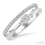 1/4 Ctw Double Row Pear Shape Lovebright Round Cut Diamond Ladies Ring in 10K White Gold