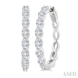 1 7/8 Ctw North-South Oval Cut Diamond Fashion Hoop Earrings in 14K White Gold
