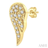 1/10 Ctw Petite Angel Wings Round Cut Diamond Fashion Stud Earring in 10K Yellow Gold
