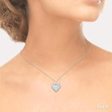 1/20 Ctw Heart fluted medallion Round Cut Diamond Pendant With Chain in Sterling Silver
