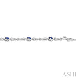 1/10 ctw Oval Cut 4X3 MM Sapphire and Round Cut Diamond Precious Bracelet in 10K White Gold