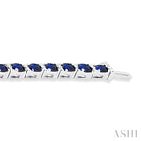 1/3 ctw Oval Cut 4X3 MM Sapphire and Round Cut Diamond Precious Bracelet in 14K White Gold