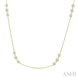 1 1/2 Ctw Three Stone Bezel Set Round Cut Diamond Station Necklace in 14K Yellow Gold