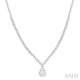 1 Ctw Pear Drop Round Cut Diamond Necklace in 14K White Gold