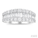 1 5/8 Ctw Baguette and Round Cut Diamond Fashion Band in 14K White Gold