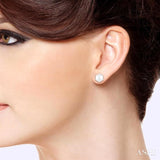 5.50 MM Round Shape Cultured Pearl and 1/6 Ctw Petite Round Cut Diamond Fashion Stud Earrings in 10K Yellow Gold