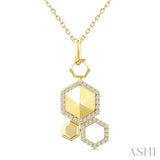 1/4 Ctw Hexagon Motif Round Cut Diamond Fashion Pendant With Chain in 14K Yellow Gold