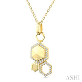 1/4 Ctw Hexagon Motif Round Cut Diamond Fashion Pendant With Chain in 14K Yellow Gold