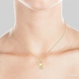 1/4 Ctw Hexagon Motif Round Cut Diamond Fashion Pendant With Chain in 14K Yellow Gold