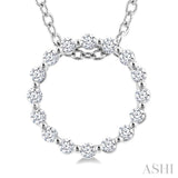 1/10 Ctw Circle Round Cut Diamond Pendant With Chain in Sterling Silver
