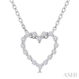 1/10 Ctw Heart Shape Round Cut Diamond Pendant With Chain in Sterling Silver
