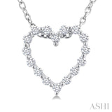 1/10 Ctw Heart Shape Round Cut Diamond Pendant With Chain in Sterling Silver