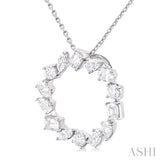 1 Ctw Circle Multi-Cut Diamond Fashion Pendant With Chain in 14K White Gold