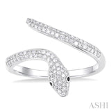1/3 Ctw Petite Serpent Round Cut Diamond Open Center Fashion Ring in 10K White Gold