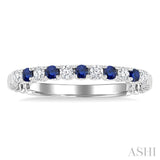 1.75 MM Sapphire and 1/6 Ctw Round Cut Diamond Precious Wedding Band in 14K White Gold