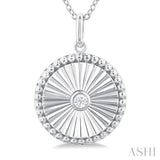 1/20 ctw Round fluted medallion Round Cut Diamond Pendant With Chain in 10K White Gold