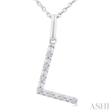 1/20 Ctw Initial 'L' Round Cut Diamond Fashion Pendant With Chain in Sterling Silver