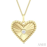 1/20 ctw Heart fluted medallion Round Cut Diamond Pendant With Chain in 14K Yellow Gold