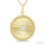 1/20 ctw Round fluted medallion Round Cut Diamond Pendant With Chain in 14K Yellow Gold