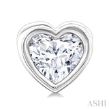 1/5 Ctw Petite Bezel Set Heart Shape Diamond Fashion Stud Earrings in 10K White Gold