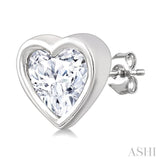 1/5 Ctw Petite Bezel Set Heart Shape Diamond Fashion Stud Earrings in 10K White Gold