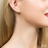 1/5 Ctw Petite Bezel Set Heart Shape Diamond Fashion Stud Earrings in 10K Yellow Gold