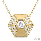 3/8 ctw Hexagon Shape Single Cut Diamond Fashion Necklace in 14K Yellow Gold