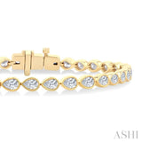 3 1/3 Ctw East-West Bezel Set Pear Cut Diamond Tennis Bracelet in 14K Yellow Gold
