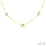 2 ctw Bezel Set Round Cut Diamond Paper Clip Station Necklace in 14K Yellow Gold