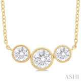 3/4 ctw Past, Present & Future 3-Stone Bezel Set Round Cut Diamond Necklace in 14K Yellow Gold